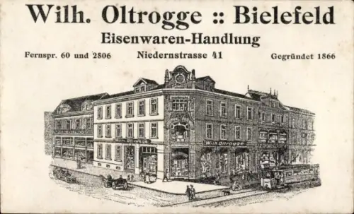 Ak Bielefeld in Nordrhein Westfalen, Werbung, Wilhelm Oltrogge, Eisenwaren-Geschäft