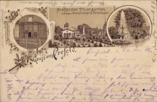 Litho Krefeld am Niederrhein, Krefelder Tiergarten