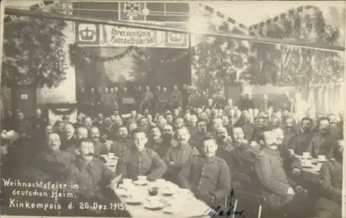 Foto Ak Kinkempois Liège Lüttich Wallonien, Weihnachtsfeier im deutschen Heim, 1915