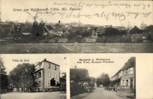 Ak Mulhausen Mühlhausen Elsass Bas Rhin, Gesamtansicht, Villa de Gail, Wollwaren-Geschäft