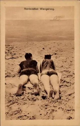 Ak Nordseebad Wangeroog Wangerooge in Ostfriesland, Menschen am Strand, Bademode
