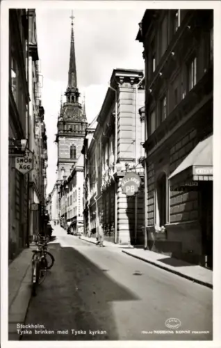 Ak Stockholm Schweden, Deutsche St. Gertruds Kirche, Tyska Brinken, Svartmangatan