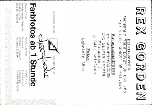 Ak Sänger Rex Gorden, Portrait, Autogramm