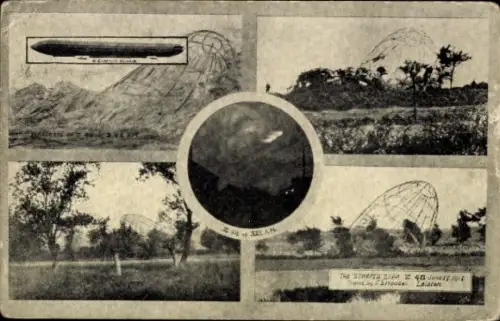 Ak Zeppelin LZ 95, Marine-Luftschiff L 48, Absturz in England 1917