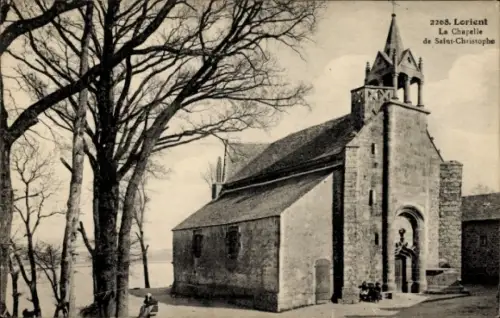 Ak Lorient Morbihan, Kapelle von Saint-Christophe, Landschaft, Bäume,  Architektur