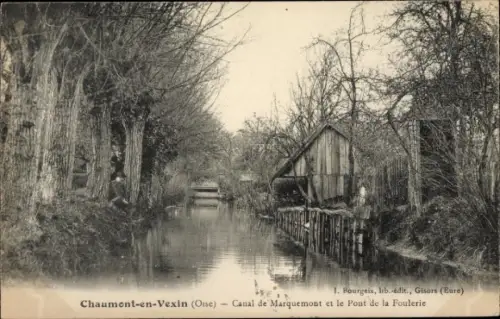 Ak Chaumont en Vexin Oise, Canal de Marquemont et le Pont de la Foulerie