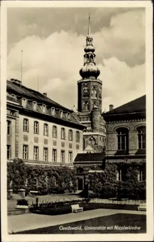 Ak Hansestadt Greifswald, Universität mit Nicolaikirche