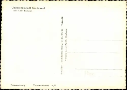 Ak Hansestadt Greifswald, Markt mit Rathaus