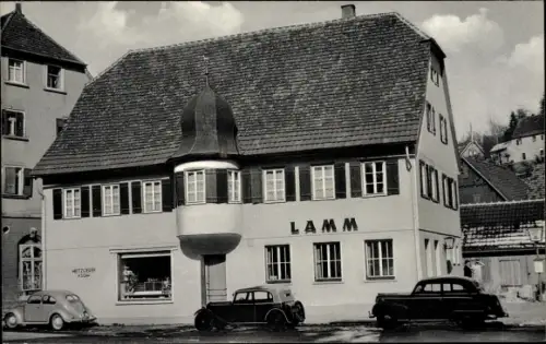 Ak Altensteig Schwarzwald, Gasthof zum Lamm, Autos, Bes. H. Dürr