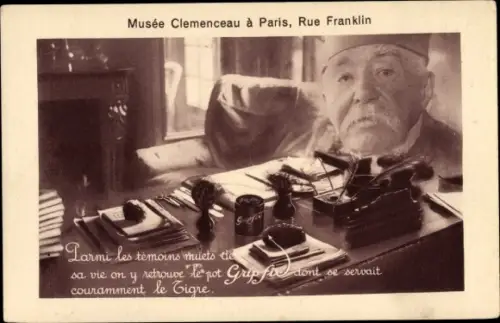 Ak Paris XVI. Arrondissement Passy, Musee Clemenceau a Paris, Rue Franklin