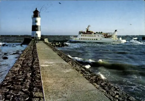 Ak Kappeln an der Schlei, Lotseninsel Schleimünde, Leuchtturm, Schiff