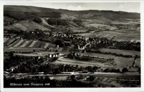 Ak Eschenau Niederösterreich, Luftaufnahme, Landschaft, Dörfer, Felder, Berge