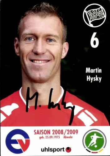 Autogrammkarte Fußballer Martin Hysky, Kickers Offenbach, Autogramm