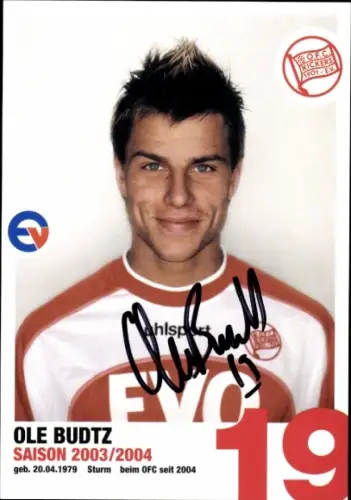 Autogrammkarte Fußballer Ole Budtz, Kickers Offenbach, Autogramm