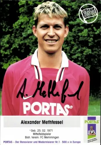 Autogrammkarte Fußballer Alexander Methfessel, Kickers Offenbach, Autogramm