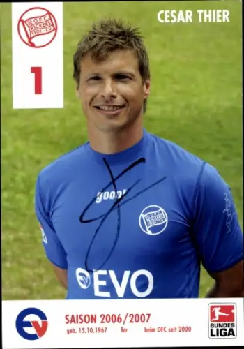 Autogrammkarte Fußballer Cesar Thier, Kickers Offenbach, Autogramm