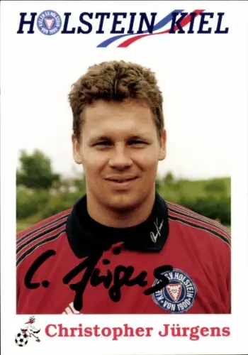 Autogrammkarte Fußballer Christopher Jürgens, Holstein Kiel, Autogramm