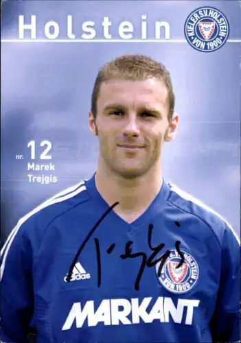 Autogrammkarte Fußballer Marek Trejgis, Holstein Kiel, Autogramm