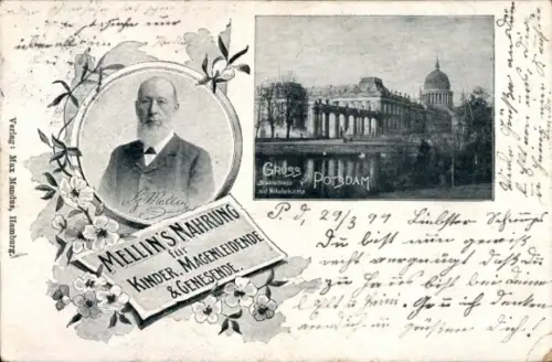 Ak Potsdam, Schloss, Mellins Nahrung für Kinder und Magenleidende, Genesene, Reklame