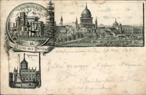 Vorläufer Babelsberg Potsdam in Brandenburg, Panorama, Schloss Babelsberg, Rathaus