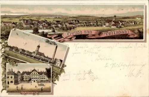 Litho Tettnang in Württemberg, Gesamtansicht, Bahnhof, Schloss
