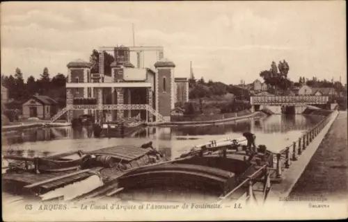 Ak Les Fontinettes Arques Pas de Calais, Kanal, Aufzug, Fontinette, Wasserweg