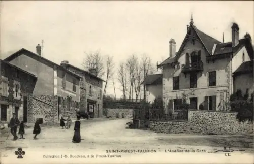 Ak Saint Priest Taurion Haute Vienne, L'Avenue de la Gare