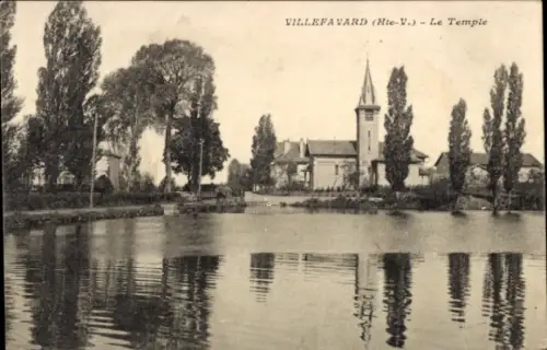Ak Villefavard Haute Vienne, La Temple, Kirche