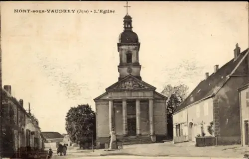 CPA Mont sous Vaudrey Jura, Église