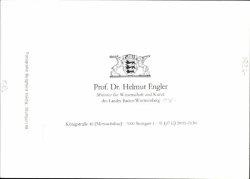 Ak Politiker Helmut Engler, Autogramm