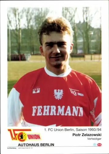 Autogrammkarte Fußballer Piotr Zelazowski, 1. FC Union Berlin, Autogramm