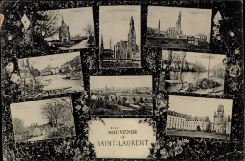 Ak Saint Laurent Pas de Calais, Teilansichten, Kirchen, Brücke, Panorama