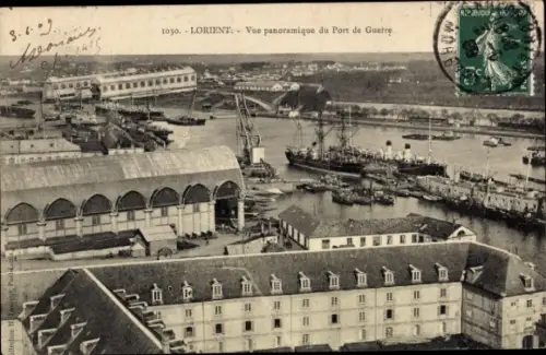 Ak Lorient Morbihan,  Panoramablick auf den Hafen, Schiffe, Hafenanlagen