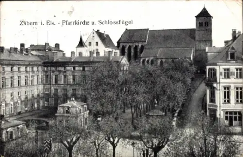 Ak Saverne Zabern Elsass Bas Rhin, Pfarrkirche, Schlossflügel