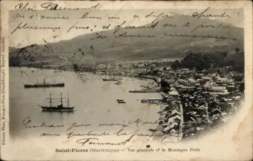 Ak Saint Pierre Martinique, Panorama der Bucht