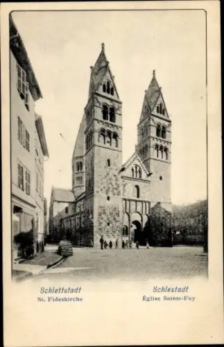 Ak Sélestat Schlettstadt Elsass Bas Rhin, St. Fideskirche,  Église Sainte-Foy,  Architektur