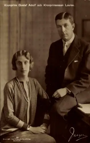 Ak Kronprinz Gustaf Adolf und der Kronprinzessin Louise, Portrait