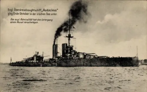 Ak Britisches Kriegsschiff, HMS Audacious, Royal Navy, Überdreadnoughtschiff