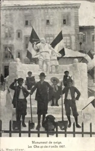 CPA La Chaux de Fonds Canton de Neuchâtel, Monument de neige