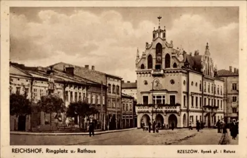 Ak Rzeszów Reichshof Polen, Ringplatz, Rathaus
