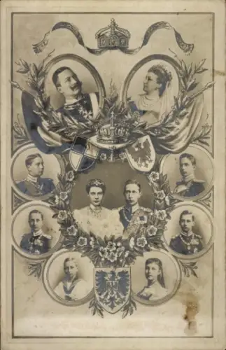 Ak Königshaus Hohenzollern, Kaiser Wilhelm II, Kaiserin Auguste Victoria, Kronprinz