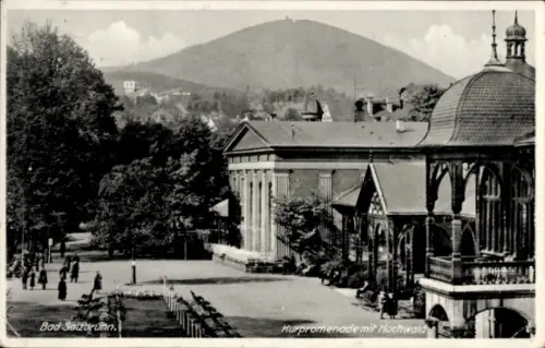 Ak Szczawno Zdrój Bad Salzbrunn Niederschlesien, Kurpromenade, Hochwald