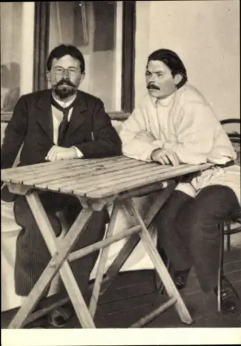 Ak Schriftsteller Maxim Gorki und Anton Tschechow, Jalta 1900