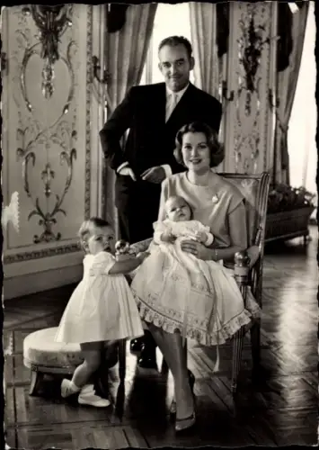 Ak Prinz Rainier III. von Monaco, Grace Kelly, Prince Albert, Princesse Caroline