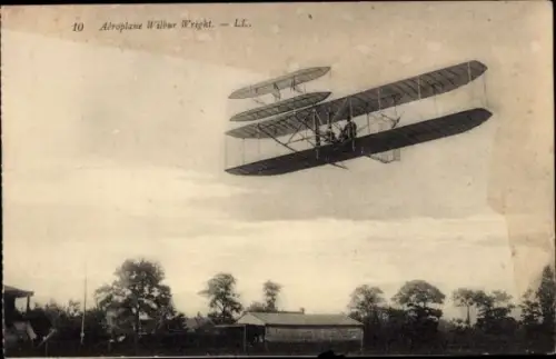 Ak Aeroplane Wilbur Wright, Doppeldecker