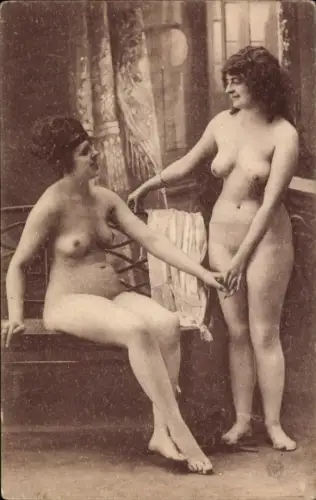 Foto Ak Erotik, zwei nackte Frauen, Frauenakt