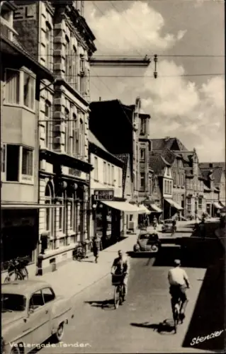 Ak Tonder Dänemark, Straße mit Fahrrädern, Autos, Geschäften, Hotel Tender, Vestergade Tonder