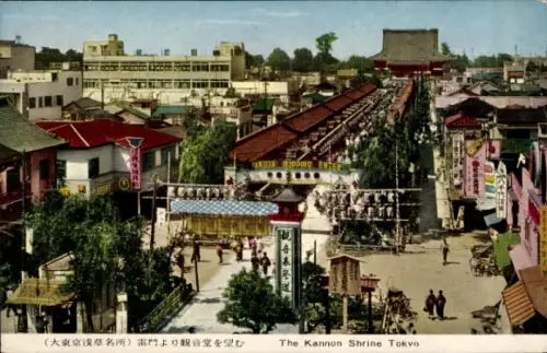 Ak Asakusa Tokyo Tokio Japan, Kannon-Schrein, Einkaufsstraße, Menschen, Geschäfte, traditionelle 