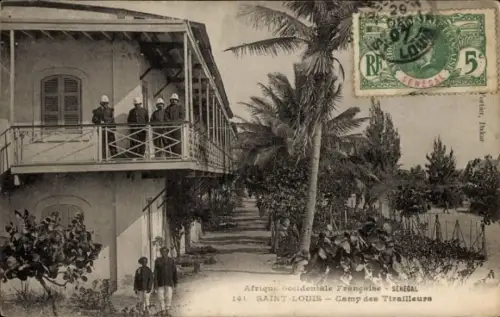 CPA Saint Louis Sénégal, Camp des Tirailleuss