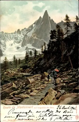 Ak Alpes de Haute Provence, Montavert Straße und die Aiguille du Dru